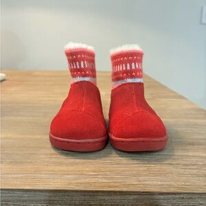 Hot Pink Suede Baby Booties with Knit Cuffs